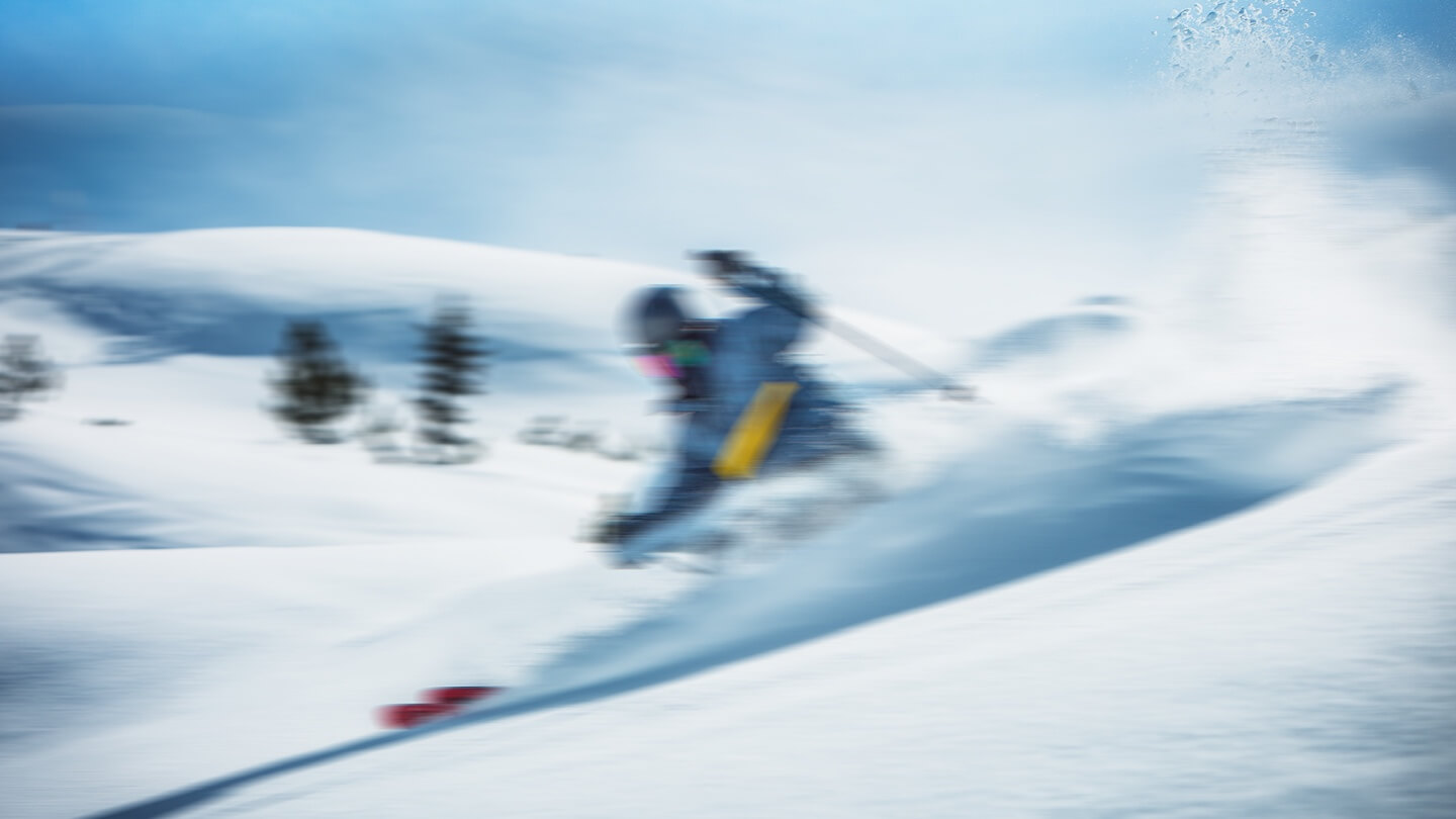 man skiing blurred